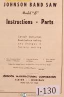 Johnson B Metal Cutting Bandsaw Instructions and Parts Manual